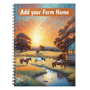 Horses on Farm Wildflower Meadow Notebook