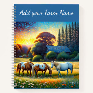 Horses on Farm Wildflower Meadow Notebook