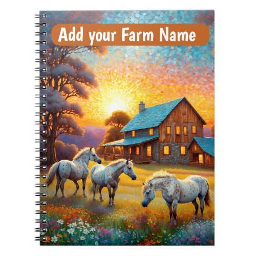 Horses on Farm Wildflower Meadow Notebook