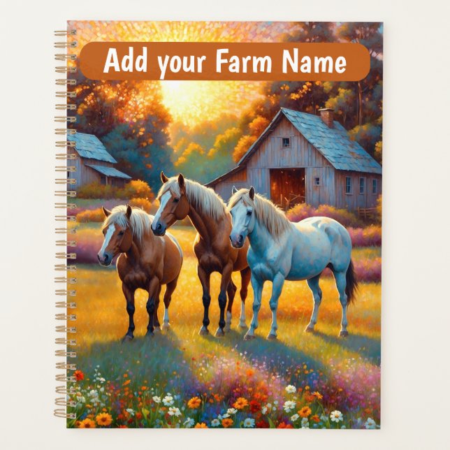 Horses on Farm Wildflower Meadow Planner (Front)