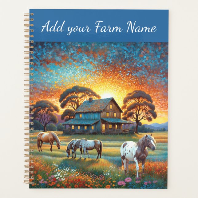 Horses on Farm Wildflower Meadow Planner (Front)