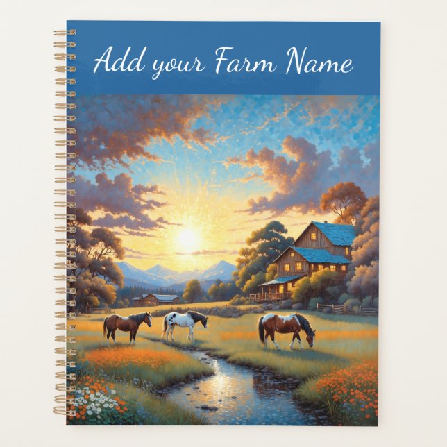 Horses on Farm Wildflower Meadow Planner (Front)