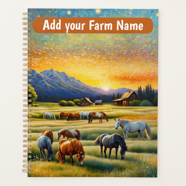Horses on Farm Wildflower Meadow Planner (Front)
