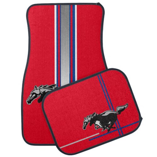 Horses on Red White and Blue Stripes on Car Floor Mat