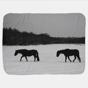 Horses On Snow bbi Baby Blanket