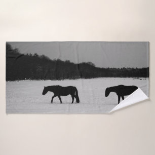 Horses On Snow btcna Bath Towel Set