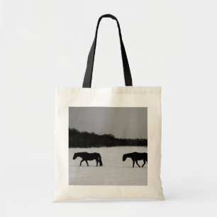 Horses On Snow bti Tote Bag