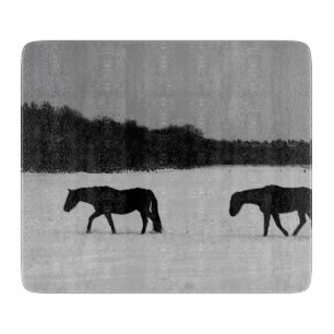 Horses On Snow cbcna Cutting Board