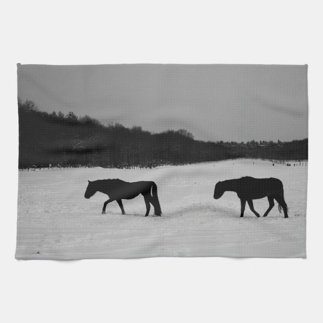 Horses On Snow ktcnm Kitchen Towel (Horizontal)