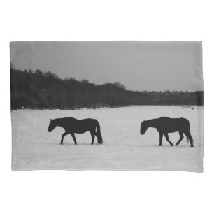 Horses On Snow pccna Pillow Case
