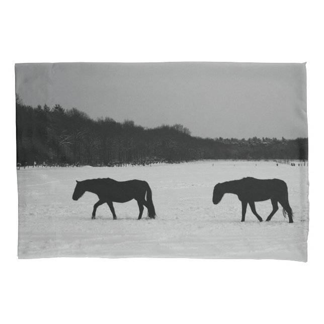 Horses On Snow pccna Pillow Case (Front)