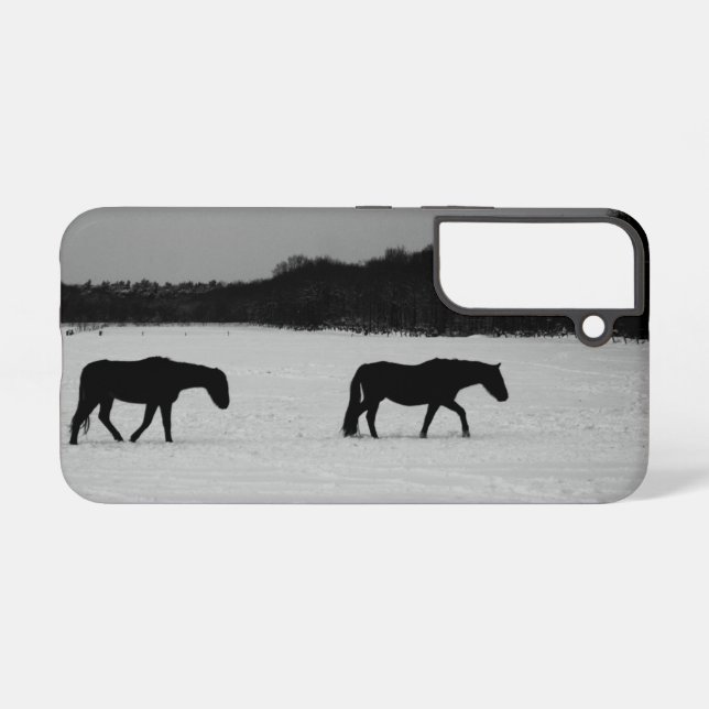 Horses On Snow sgcnm Samsung Galaxy Case (Back Horizontal)
