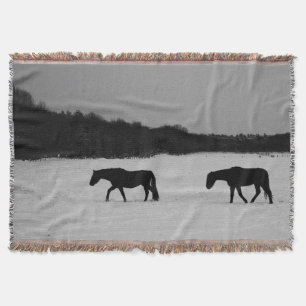 Horses On Snow tbcnm Throw Blanket