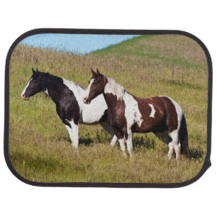 Horses on the hillside car floor mat