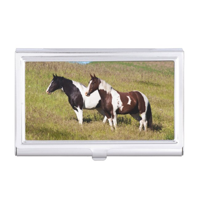 Horses on the hillside case for business cards (Front)