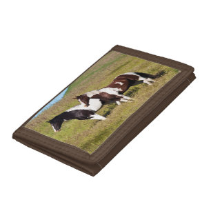 Horses on the hillside trifold wallet
