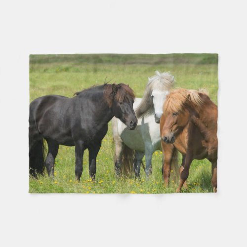 Horses on the Ranch South Iceland Fleece Blanket