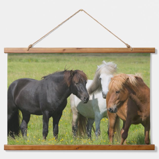 Horses on the Ranch, South Iceland Hanging Tapestry (Front)