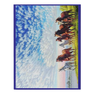 Horses on the run under a beautiful blue sky... faux canvas print