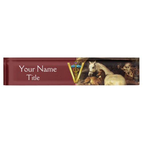 HORSES OTHER ANIMALS CADUCEUS VETERINARY SYMBOL NAME PLATE
