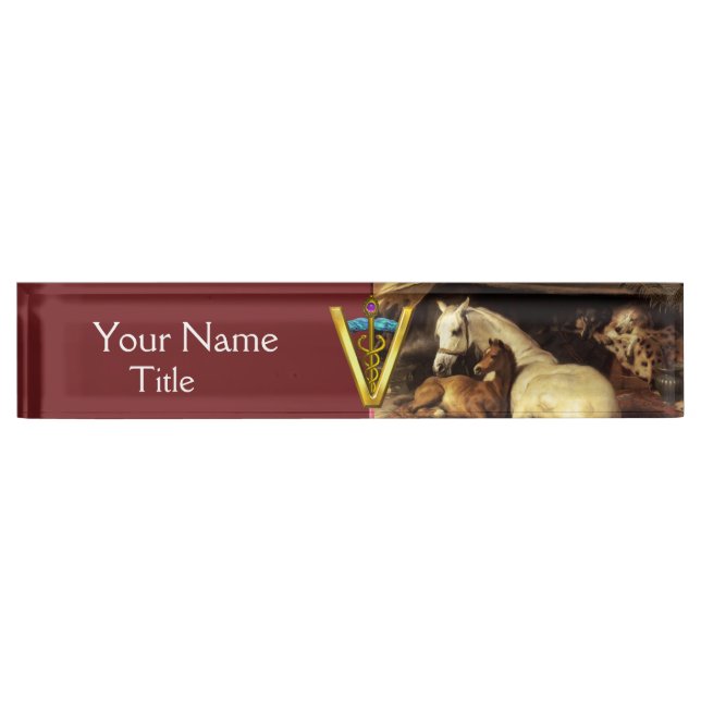 HORSES, OTHER ANIMALS ,CADUCEUS VETERINARY SYMBOL NAME PLATE (Front)