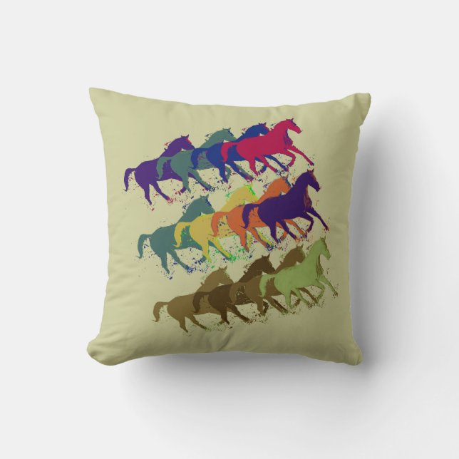 horses pattern farm style decor throw pillow (Front)