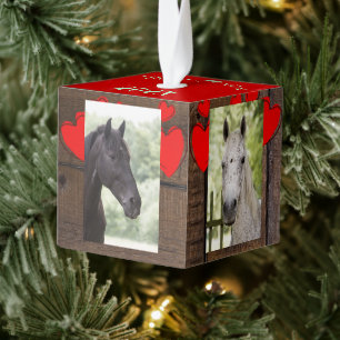 Horses Photo Templates Wood Cube Ornament