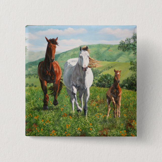 horses pinback button (Front)