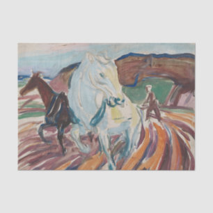 Horses Ploughing by Edvard Munch Tissue Paper