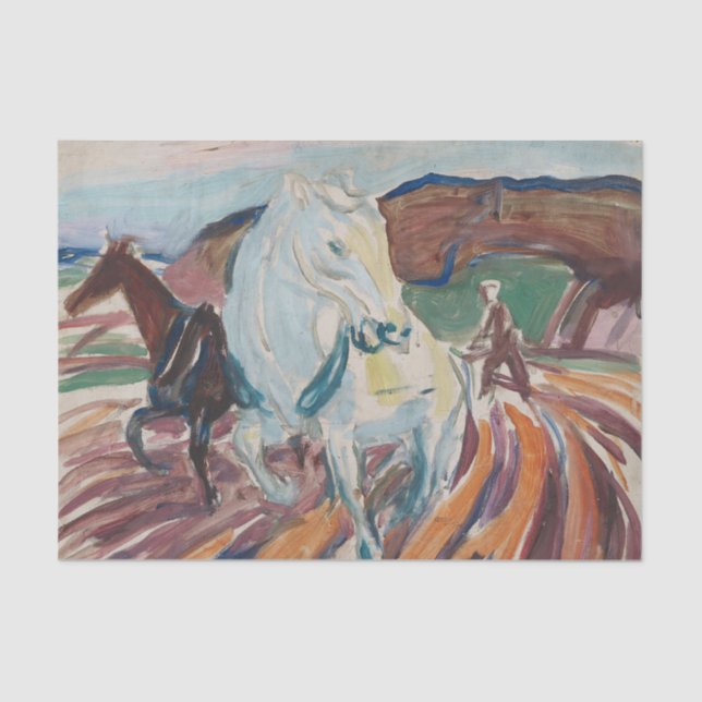 Horses Ploughing by Edvard Munch Tissue Paper (Front)