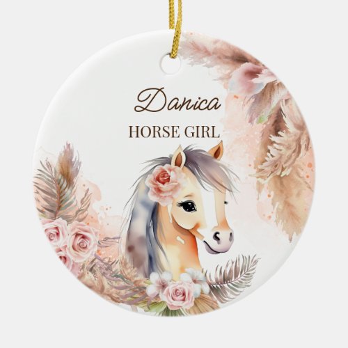 Horses pony themed gifts ceramic ornament