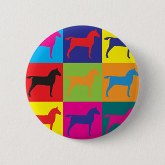 Horses Pop Art Button
