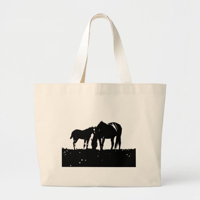 Horses Pop Art Large Tote Bag (Front)