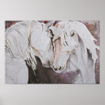 Horses Poster- Watercolor Style, Pink Peach Poster at Zazzle