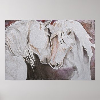 Horses Poster- Watercolor Style  Pink Peach Poster by PortraitsbyAbbyanna at Zazzle
