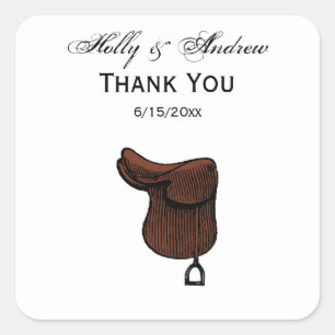 Horses - Preppy Equestrian Tack Saddle Color Square Sticker
