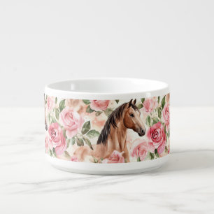 Horses Pretty Pink Roses Floral   Bowl