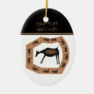 Horses Primitive cave Art Ceramic Ornament