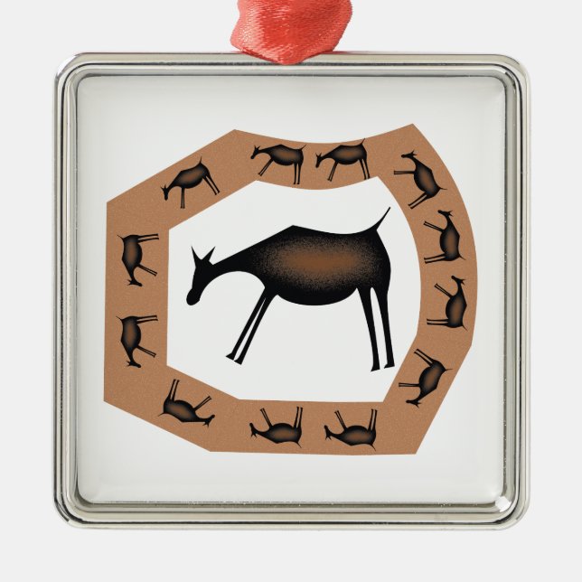 Horses Primitive cave Art Metal Ornament (Front)