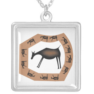 Horses Primitive custom silver pendant