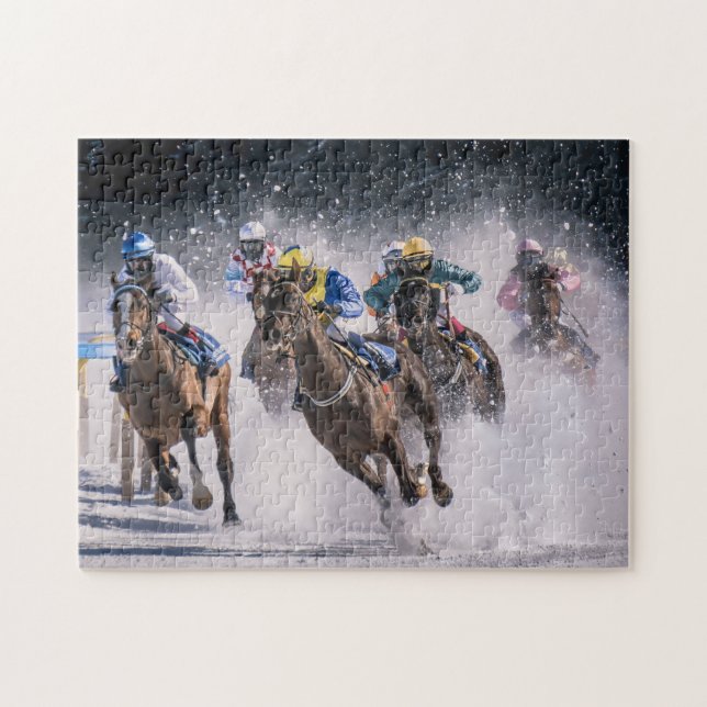 Horses Racing in the Snow Jigsaw Puzzle (Horizontal)