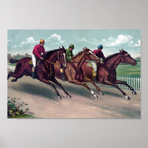 Horses Racing Painting Decoupage Print