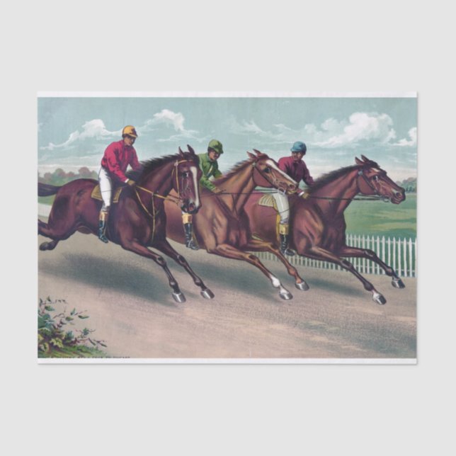 Horses Racing Painting Decoupage Tissue Paper (Front)