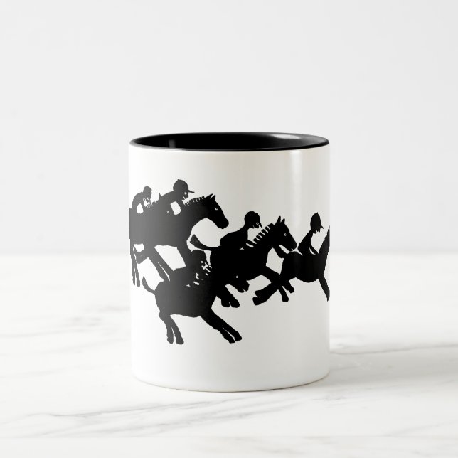 horses racing Two-Tone coffee mug (Center)