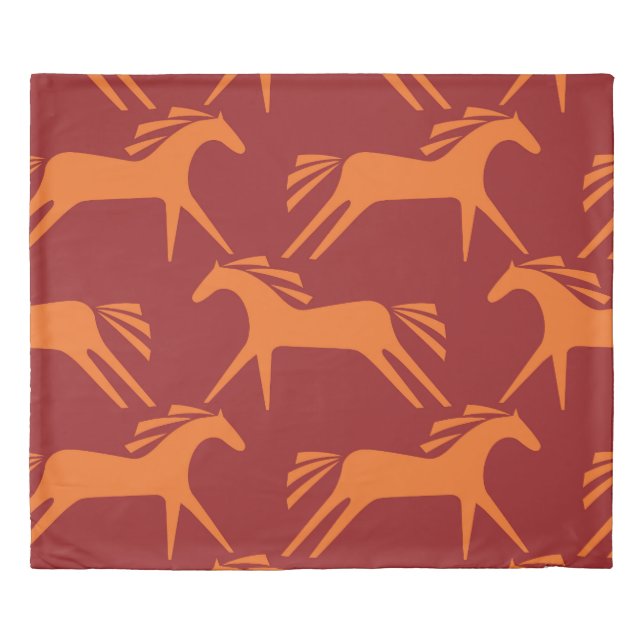 Horses: Red Seamless Equestrian Beauty. Duvet Cover (Front)