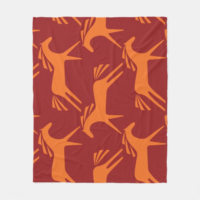 Horses: Red Seamless Equestrian Beauty. Fleece Blanket (Front)