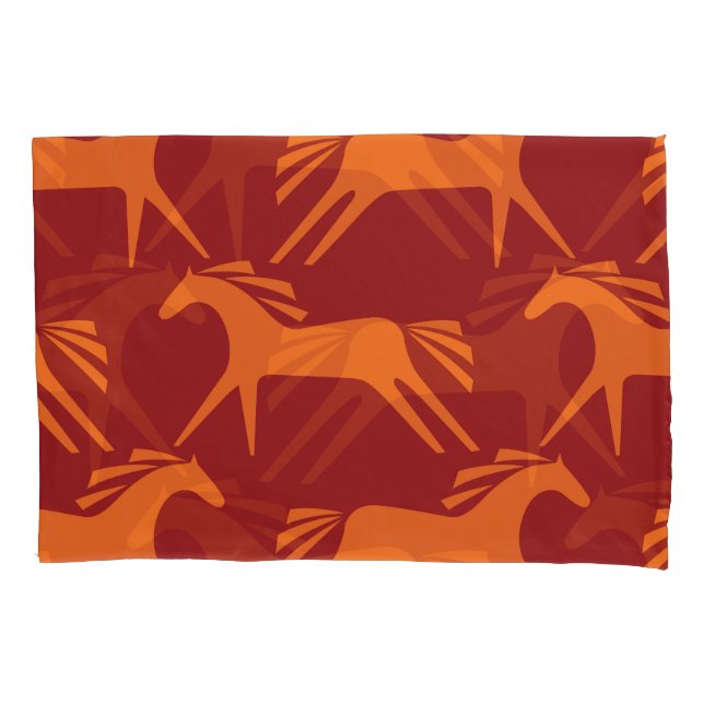 Horses: Red Seamless Equestrian Beauty. Pillow Case (Front)