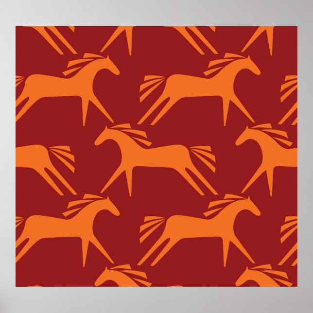 Horses: Red Seamless Equestrian Beauty. Poster (Front)