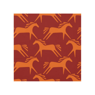 Horses: Red Seamless Equestrian Beauty. Wood Wall Art