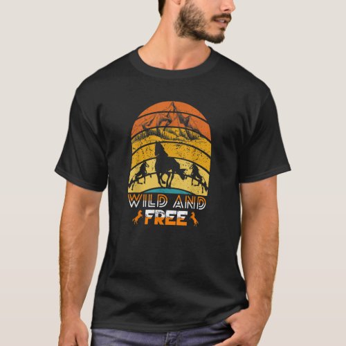 Horses Retro Style Wild and Free Vintage Western S T_Shirt